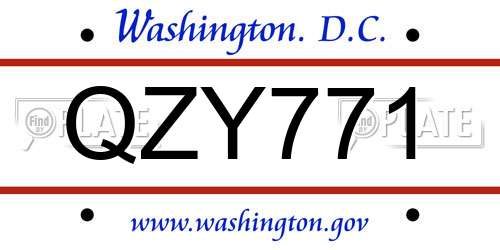 QZY771 District Of Columbia License Plate