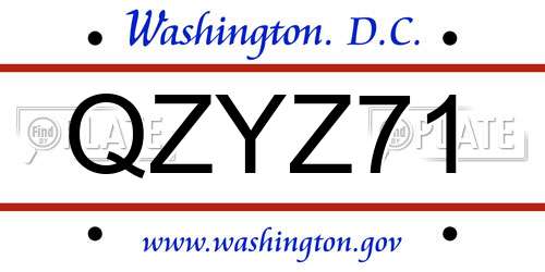 QZYZ71 District Of Columbia License Plate