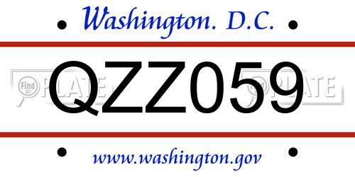 QZZ059 District Of Columbia License Plate
