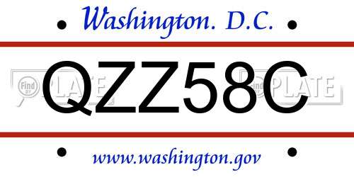 QZZ58C District Of Columbia License Plate
