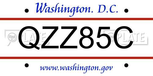 QZZ85C District Of Columbia License Plate