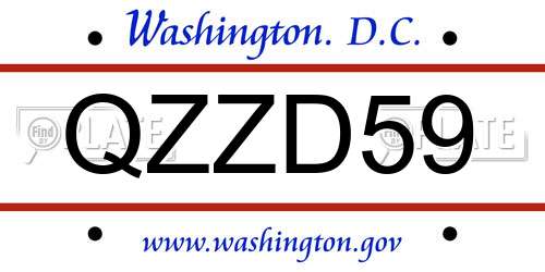 QZZD59 District Of Columbia License Plate