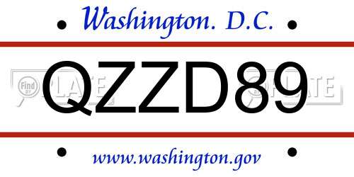 QZZD89 District Of Columbia License Plate