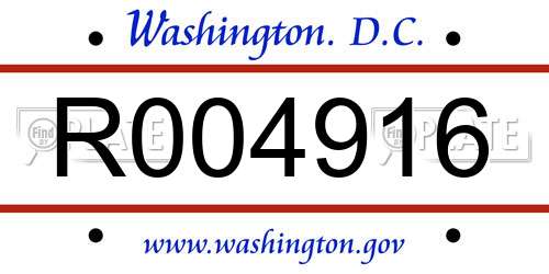 R004916 District Of Columbia License Plate