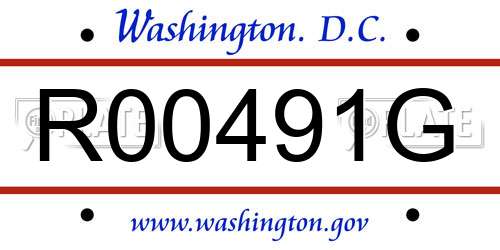 R00491G District Of Columbia License Plate