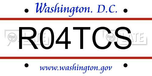 R04TCS District Of Columbia License Plate