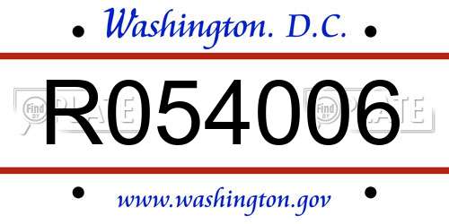 R054006 District Of Columbia License Plate