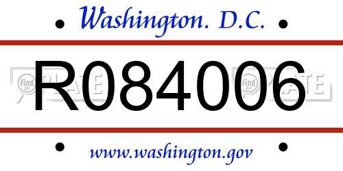 R084006 District Of Columbia License Plate