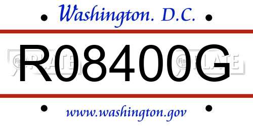 R08400G District Of Columbia License Plate