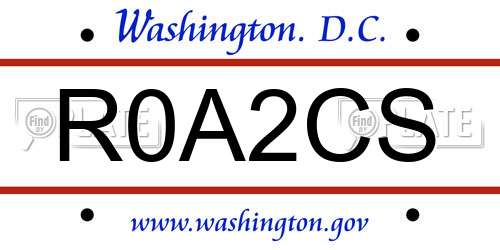 R0A2CS District Of Columbia License Plate