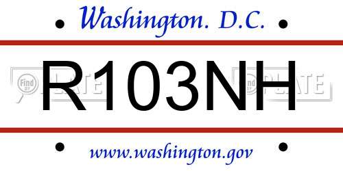 R103NH District Of Columbia License Plate