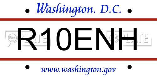 R10ENH District Of Columbia License Plate