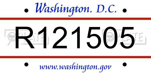 R121505 District Of Columbia License Plate