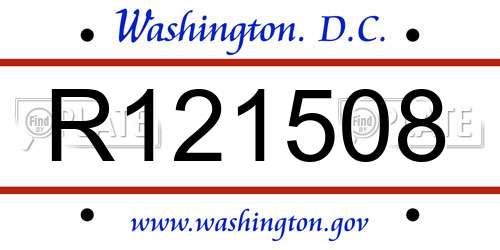 R121508 District Of Columbia License Plate