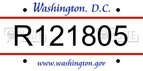 R121805 District Of Columbia License Plate