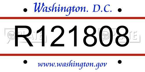 R121808 District Of Columbia License Plate