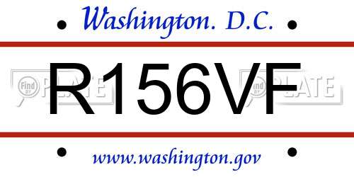 R156VF District Of Columbia License Plate