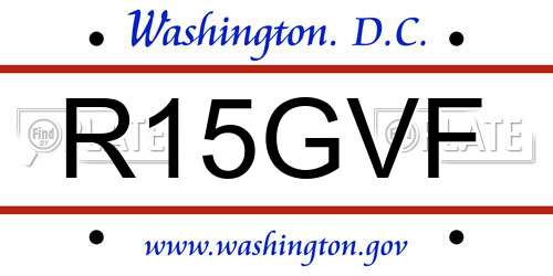 R15GVF District Of Columbia License Plate