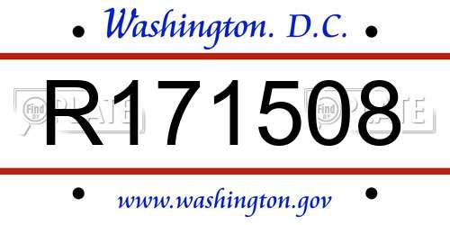 R171508 District Of Columbia License Plate