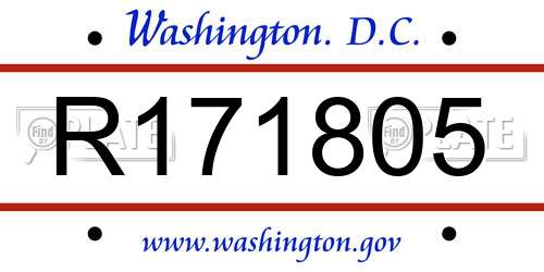 R171805 District Of Columbia License Plate