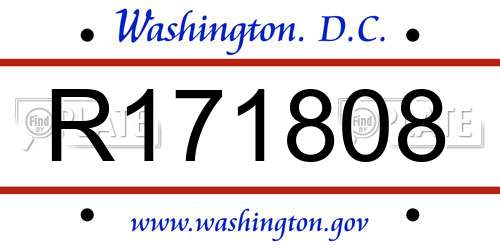 R171808 District Of Columbia License Plate
