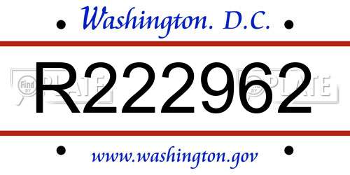 R222962 District Of Columbia License Plate