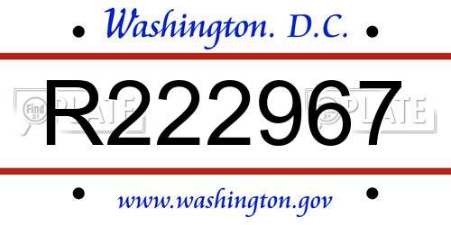 R222967 District Of Columbia License Plate