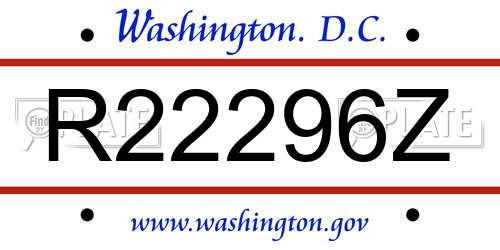 R22296Z District Of Columbia License Plate