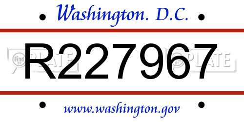 R227967 District Of Columbia License Plate