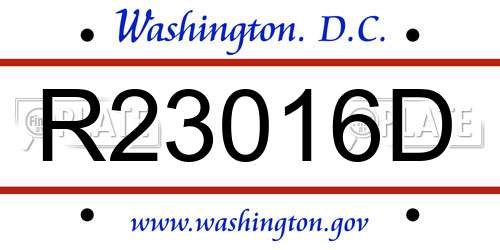 R23016D District Of Columbia License Plate