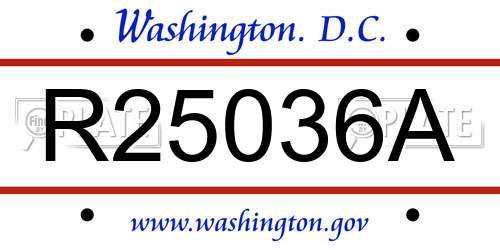 R25036A District Of Columbia License Plate