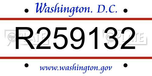 R259132 District Of Columbia License Plate