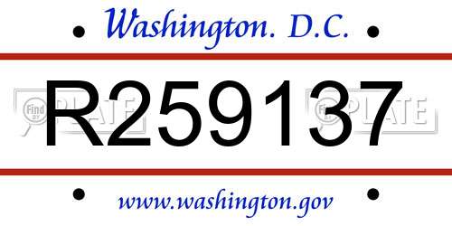 R259137 District Of Columbia License Plate