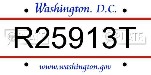 R25913T District Of Columbia License Plate
