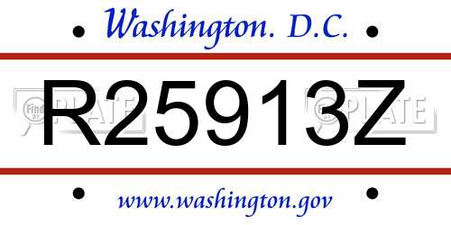 R25913Z District Of Columbia License Plate