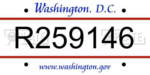 R259146 District Of Columbia License Plate