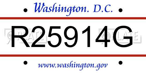 R25914G District Of Columbia License Plate
