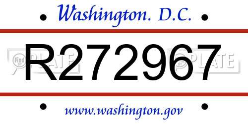 R272967 District Of Columbia License Plate