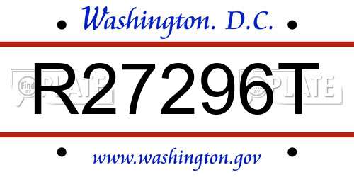 R27296T District Of Columbia License Plate