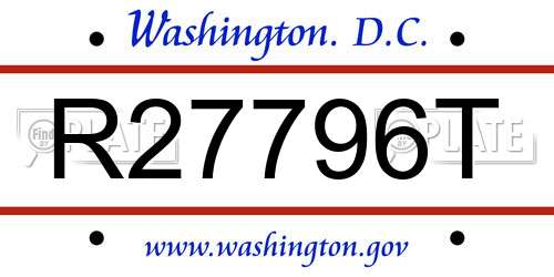 R27796T District Of Columbia License Plate