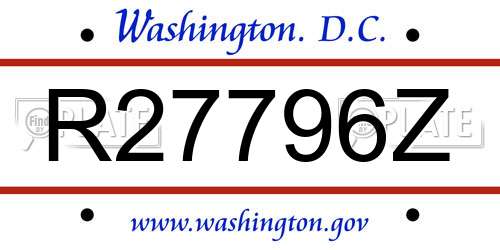 R27796Z District Of Columbia License Plate