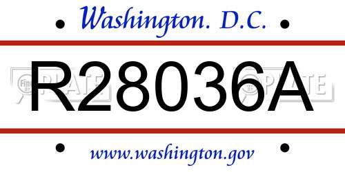 R28036A District Of Columbia License Plate