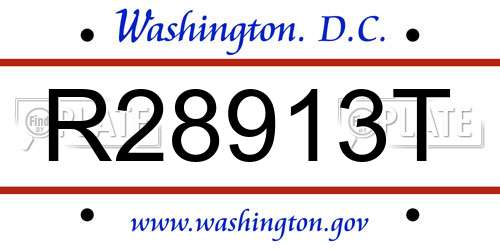 R28913T District Of Columbia License Plate