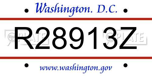 R28913Z District Of Columbia License Plate