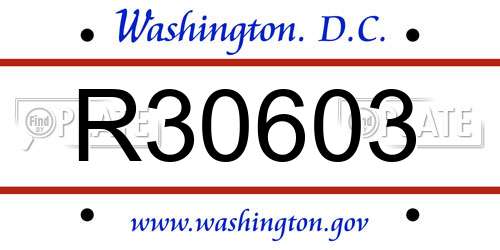 R30603 District Of Columbia License Plate