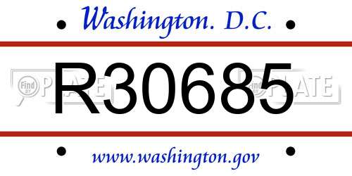 R30685 District Of Columbia License Plate