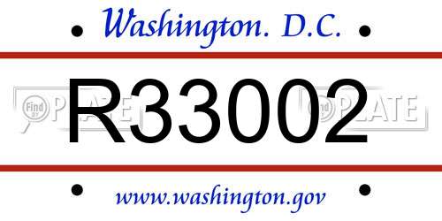 R33002 District Of Columbia License Plate