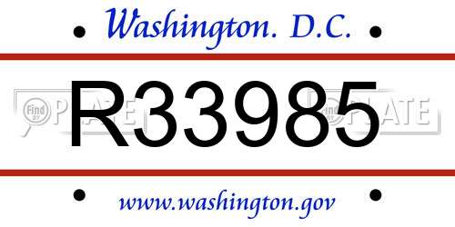 R33985 District Of Columbia License Plate