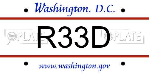 R33D District Of Columbia License Plate