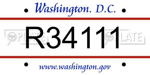 R34111 District Of Columbia License Plate